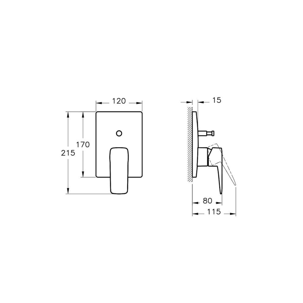 Vitra Root Square Ankastre Banyo Bataryası (Sıva Üstü Grubu), F.Nikel - A4275234