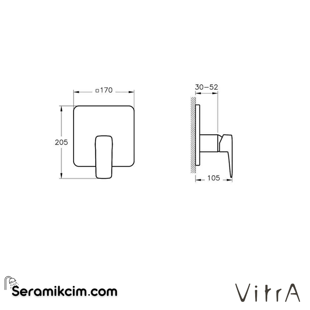 Vitra Root Square Ankastre Duş Bataryası (V-Box Sıva Üstü Grubu), Krom - A42827