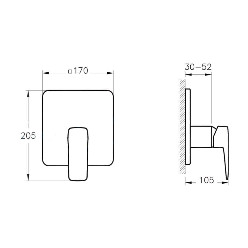 Vitra Root Square Ankastre Duş Bataryası (V-Box Sıva Üstü Grubu), Mat Siyah - A4282736