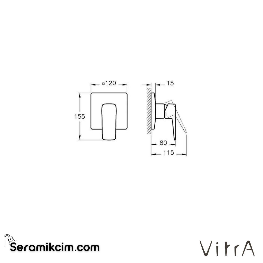 Vitra Root Square Ankastre Duş Bataryası  (Sıva Üstü Grubu), Mat Siyah - A4275136