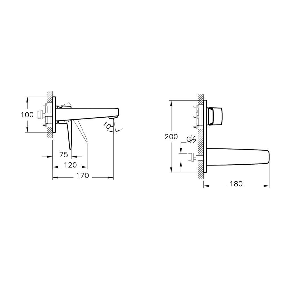 Vitra Root Square Ankastre Lavabo Bataryası (Sıva Üstü Grubu), F.Nikel - A4273834
