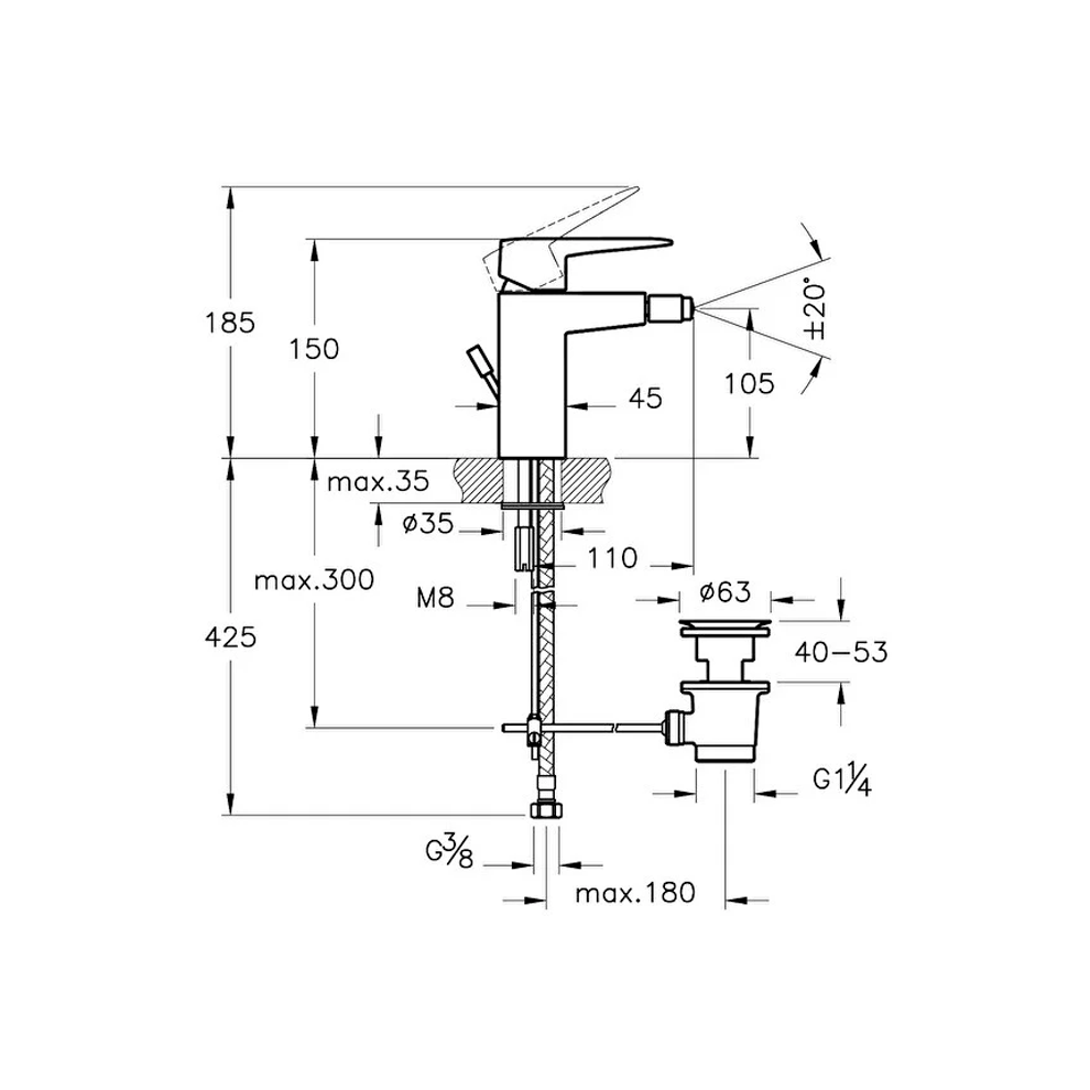 VitrA Root Square Bide Bataryası (sifon kumandalı) A4273674 - A4273674