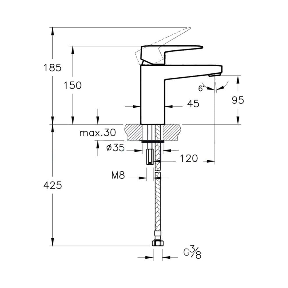 Vitra Root Square Blueco Lavabo Bataryası , F.Nikel - A4273234ENR