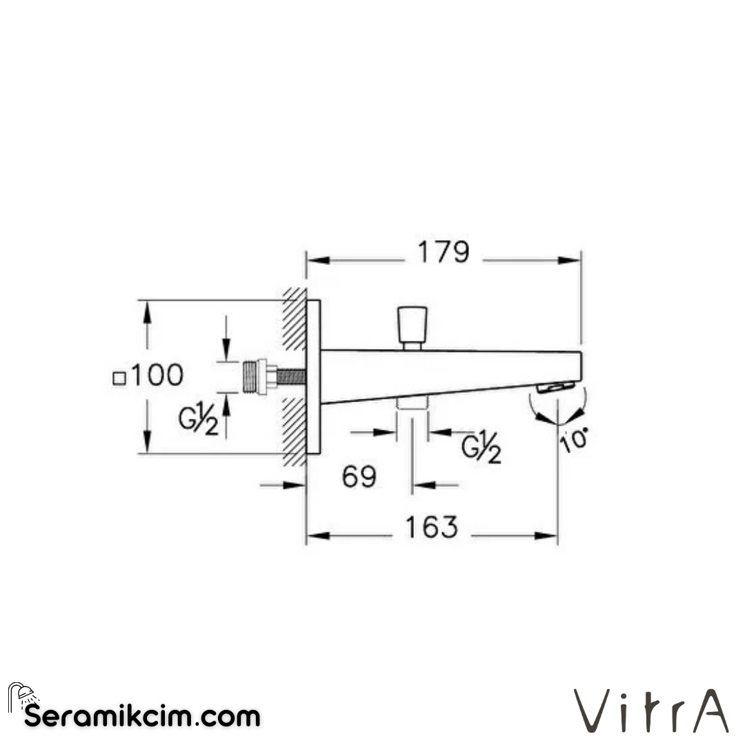 VitrA Root Square Çıkış Ucu (el duşu çıkışlı) Fırçalı Nikel  A4313134 - A4313134