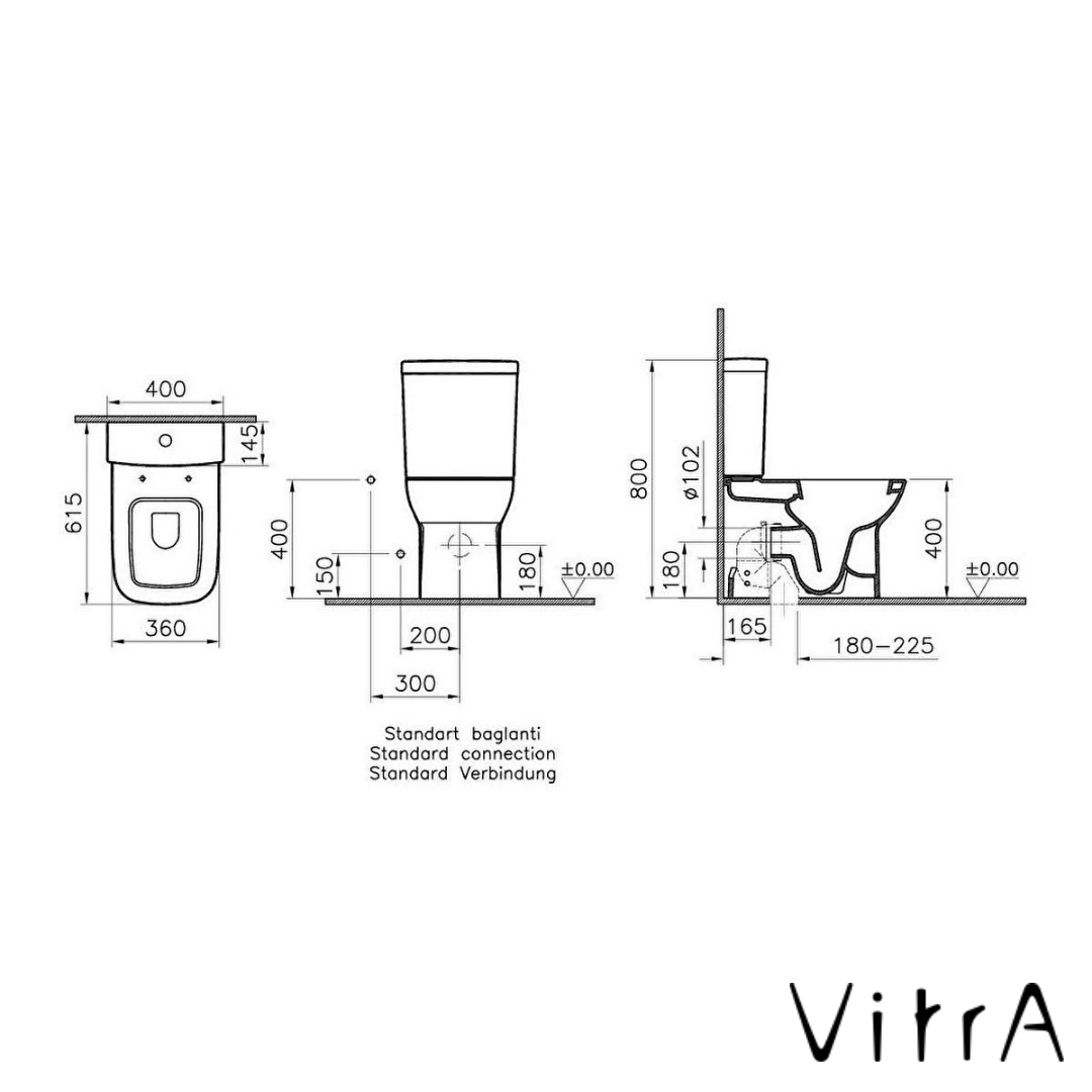VitrA S20 Duvara Tam Dayalı Takım Klozet 5293L003-0088