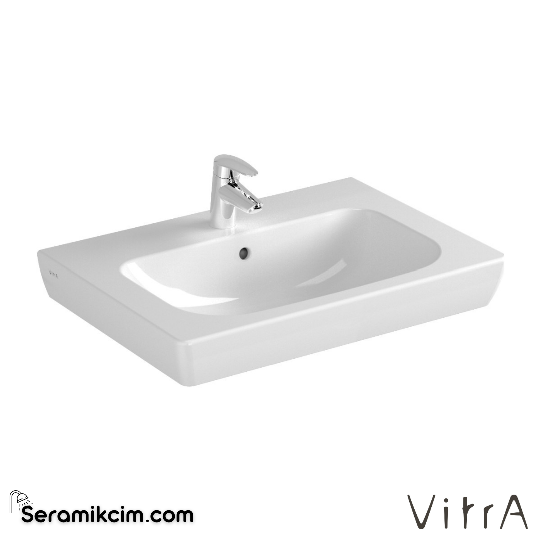 Vitra S20 Etajerli Lavabo 65X46 Cm Tek Armatür Delikli, Su Taşma Delikli, Beyaz - 5522B003-0001