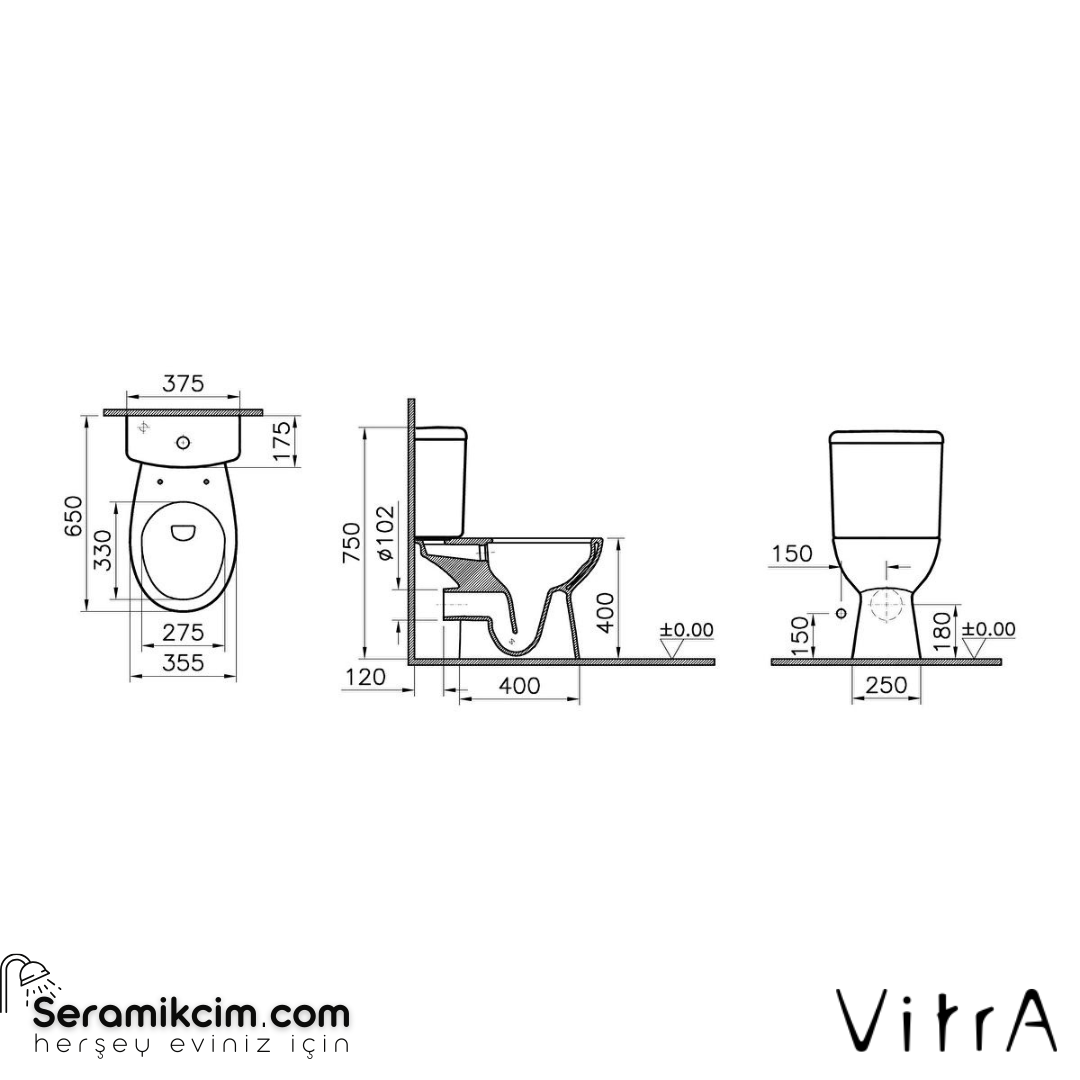 Vitra S20 Round Rezervuar  Üstten Kumandalı, Alttan Su Girişli, Beyaz