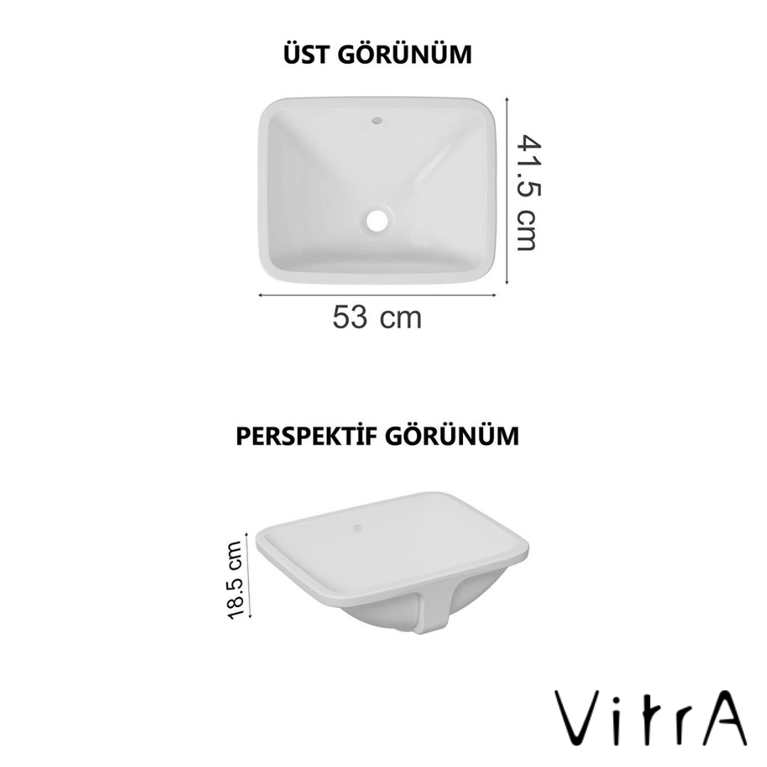 VitrA S20 Tezgah Altı Lavabo Dikdörtgen 55x42cm 5339B003-0012 