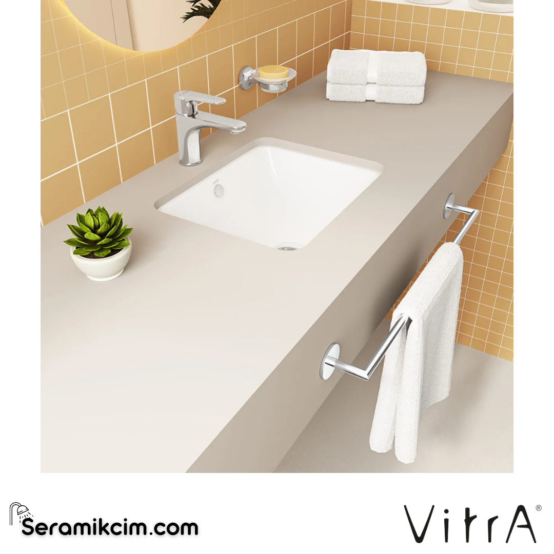 Vitra S20 Tezgahaltı Lavabo Dikdörtgen, Kompakt, 45X37 Cm Armatür Deliksiz, Su Taşma Delikli, Beyaz - 5473B003-0618