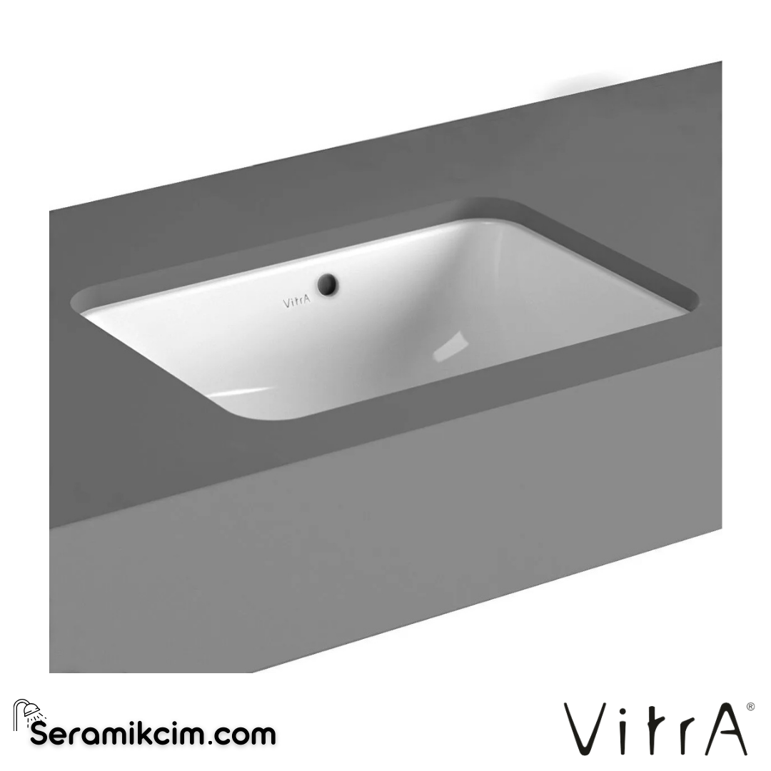 Vitra S20 Tezgahaltı Lavabo Dikdörtgen, Kompakt, 50X37 Cm Armatür Deliksiz, Su Taşma Delikli, Beyaz 5474B003-0618 - 5474B003-0618