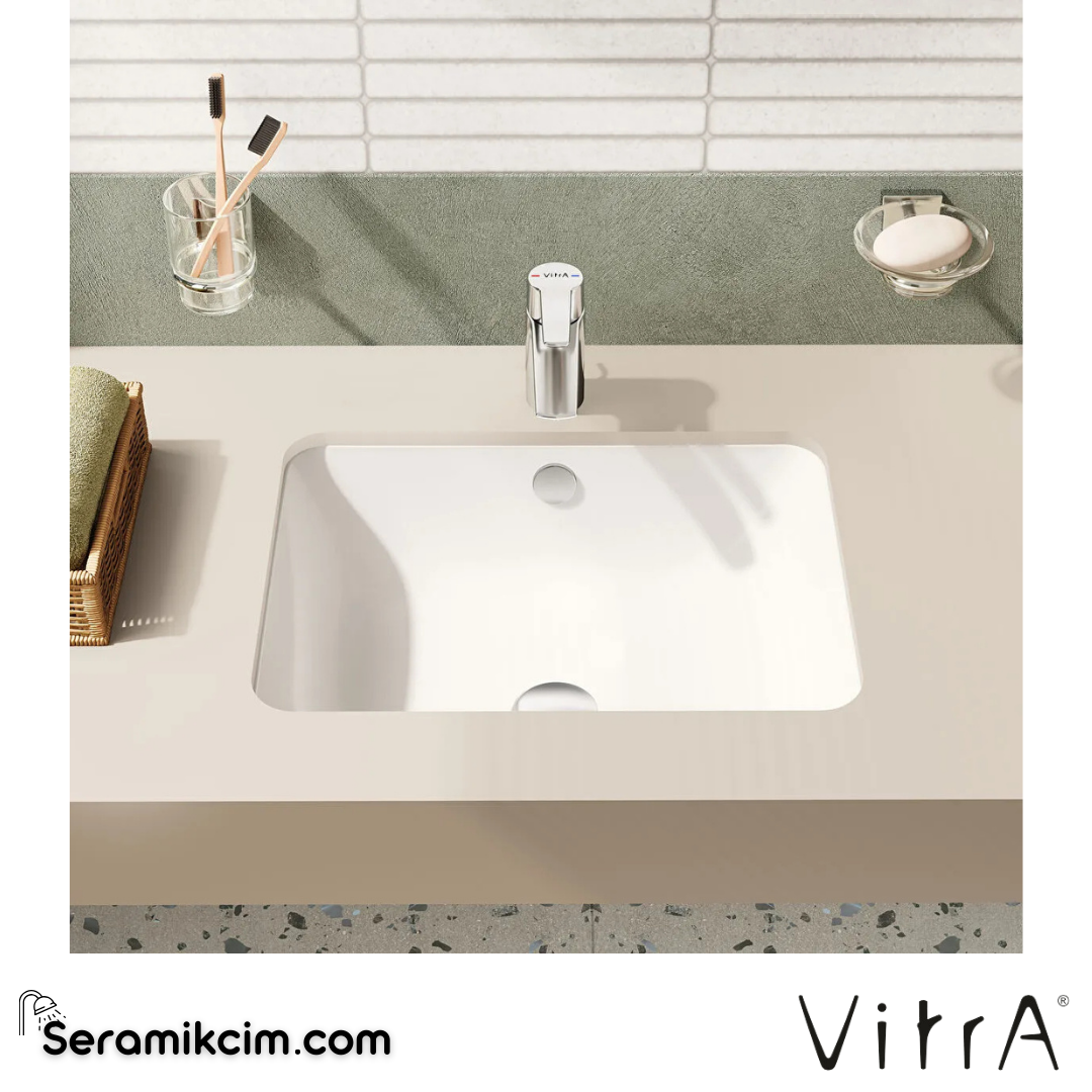 Vitra S20 Tezgahaltı Lavabo Dikdörtgen, Kompakt, 50X37 Cm Armatür Deliksiz, Su Taşma Delikli, Beyaz 5474B003-0618 - 5474B003-0618