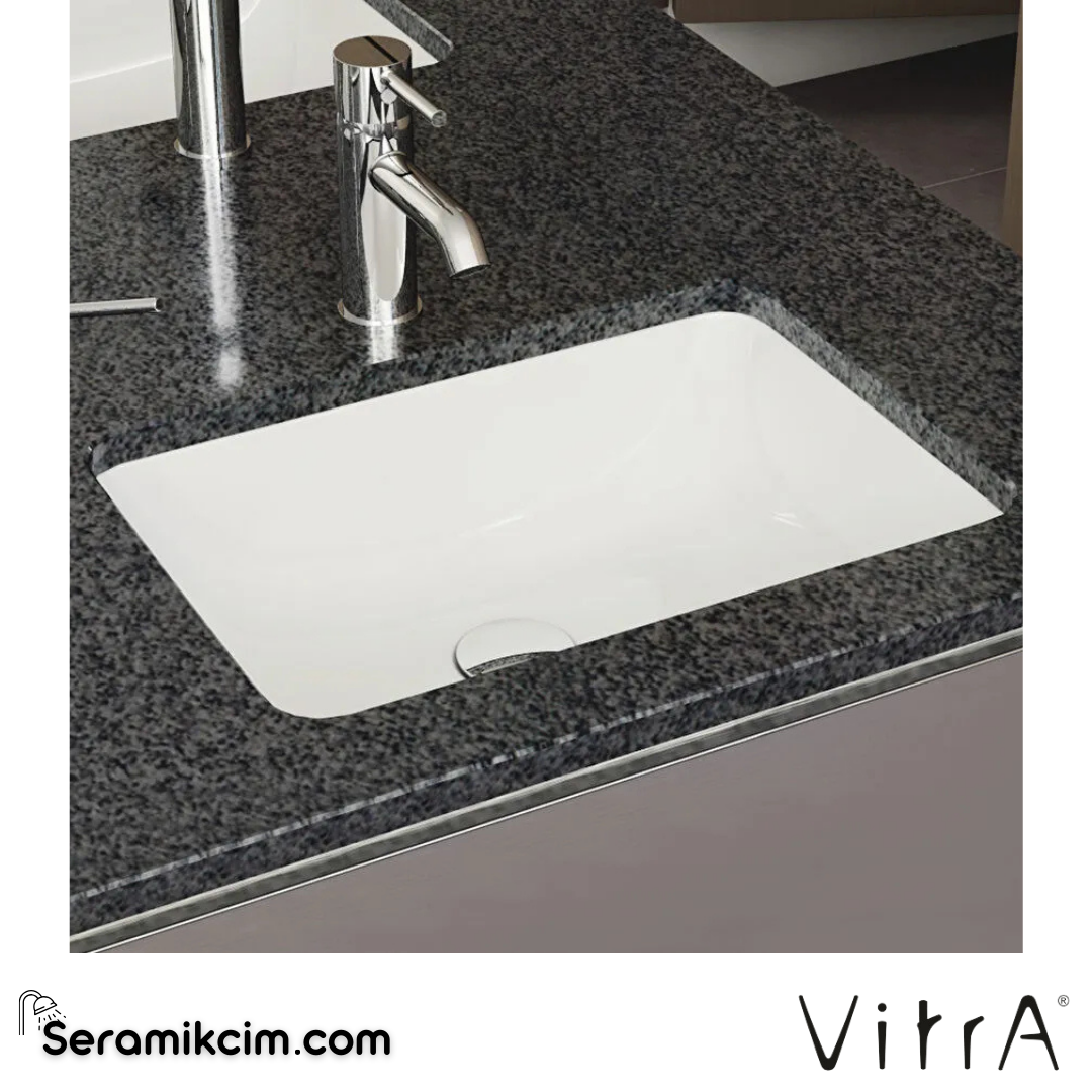 Vitra S20 Tezgahaltı Lavabo Dikdörtgen, Kompakt, 50X37 Cm Armatür Deliksiz, Su Taşma Delikli, Beyaz 5474B003-0618 - 5474B003-0618