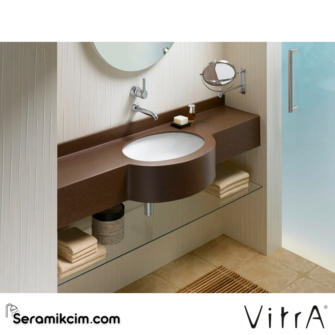 Vitra S20 Tezgahaltı Lavabo Oval, Kompakt, 45X38 Cm Armatür Deliksiz, Su Taşma Delikli, Beyaz - 6039B003-0012