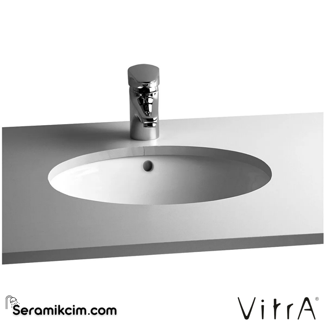 Vitra S20 Tezgahaltı Lavabo Oval, Kompakt, 45X38 Cm Armatür Deliksiz, Su Taşma Delikli, Beyaz - 6039B003-0012