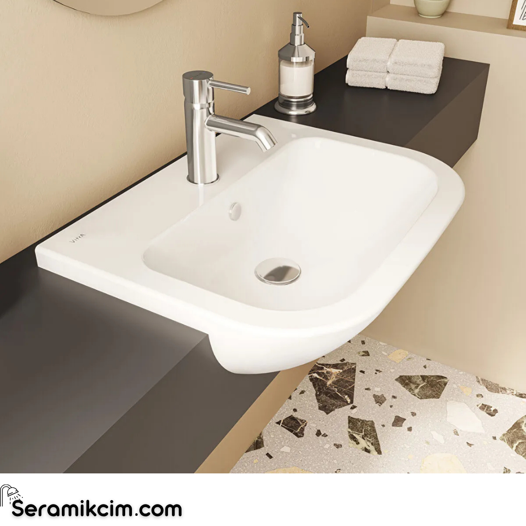 Vitra S20 Yarım Tezgah Lavabo, 55 cm 5524B003-0001