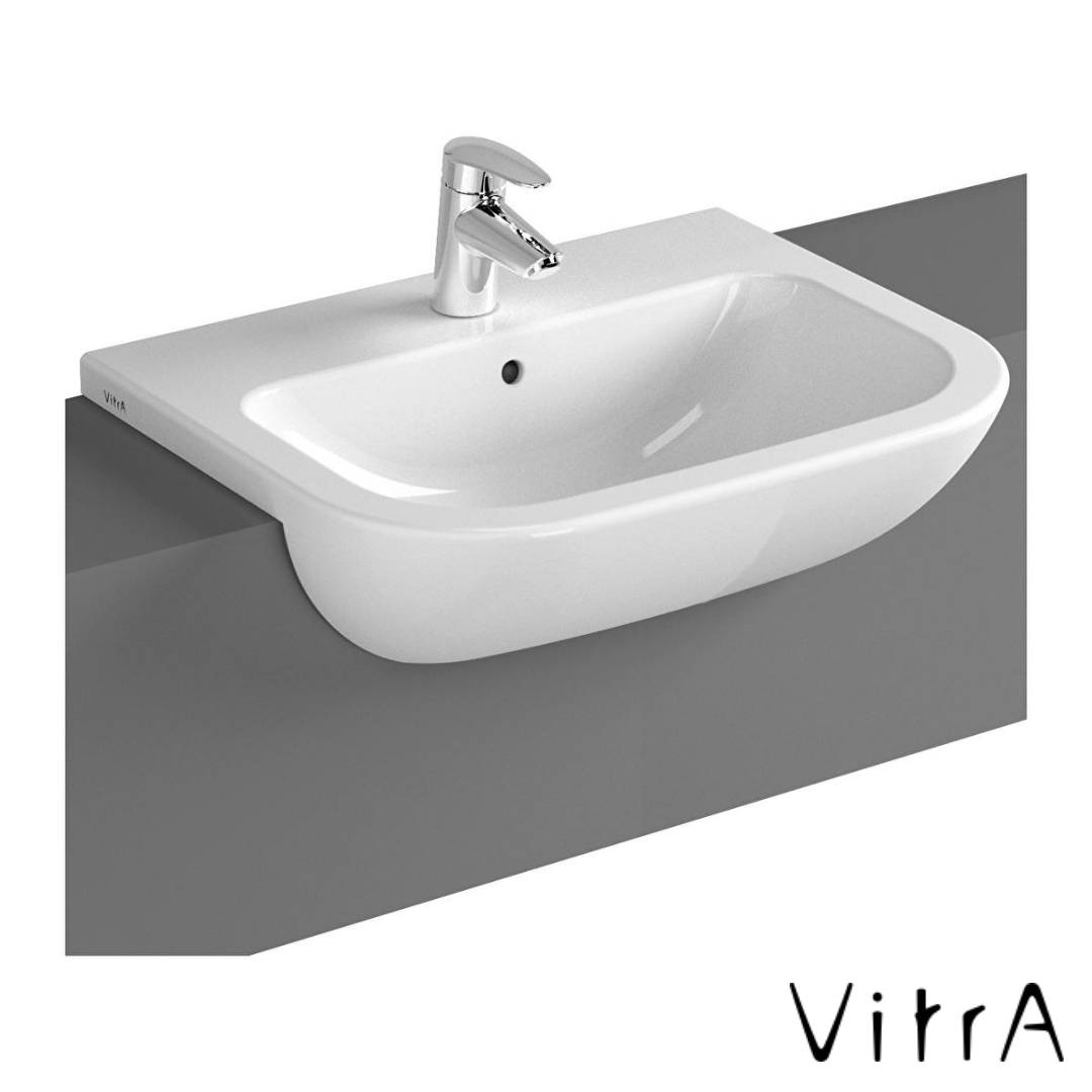 VitrA S20 Yarım Tezgah Üstü Lavabo Tek Armatür Delikli 55x44cm 
