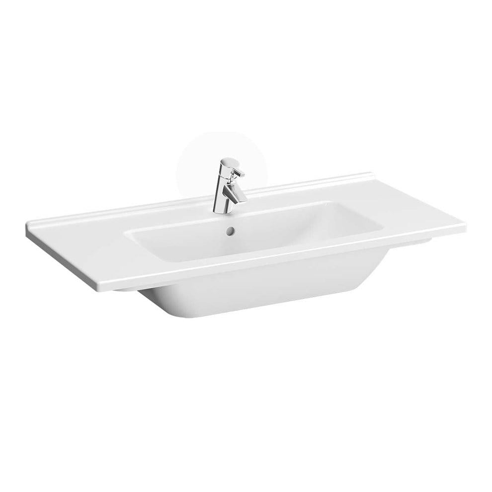 VitrA S50 Etajerli Lavabo 100x47 cm Tek Armatür Delikli, Su Taşma Delikli, Beyaz - 5479B003-0001