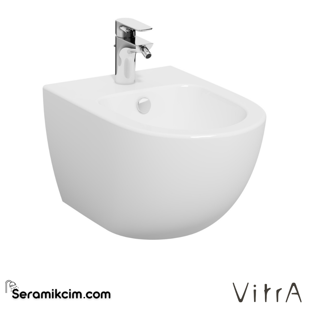 VitrA Sento Asma Bide Gizli Montajlı, 54 cm Tek Armatür Delikli, Su Taşma Delikli, Yanlardan Deliksiz, Beyaz - 4338B003-1046
