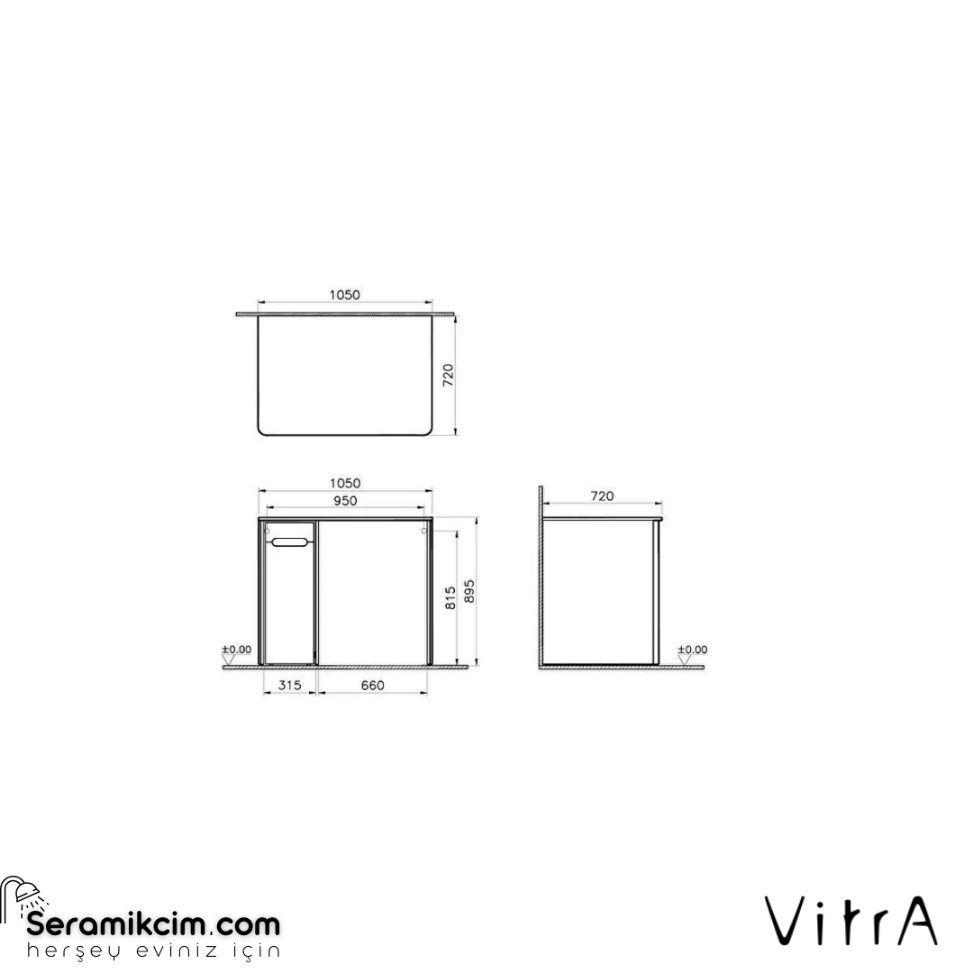 Vitra Sento Çamaşır Makinesi Dolabı, 105 Cm, Mat Fiyord Yeşili, Sol