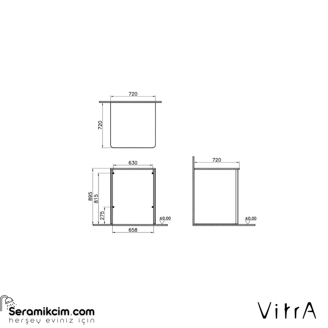 Vitra Sento Çamaşır Makinesi Dolabı, 70 Cm, Çamaşır Sepetsiz, Mat Beyaz