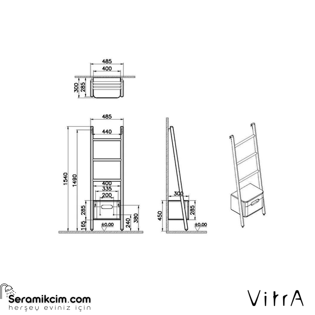 Vitra Sento Çekmeceli Havluluk, Açık Gri