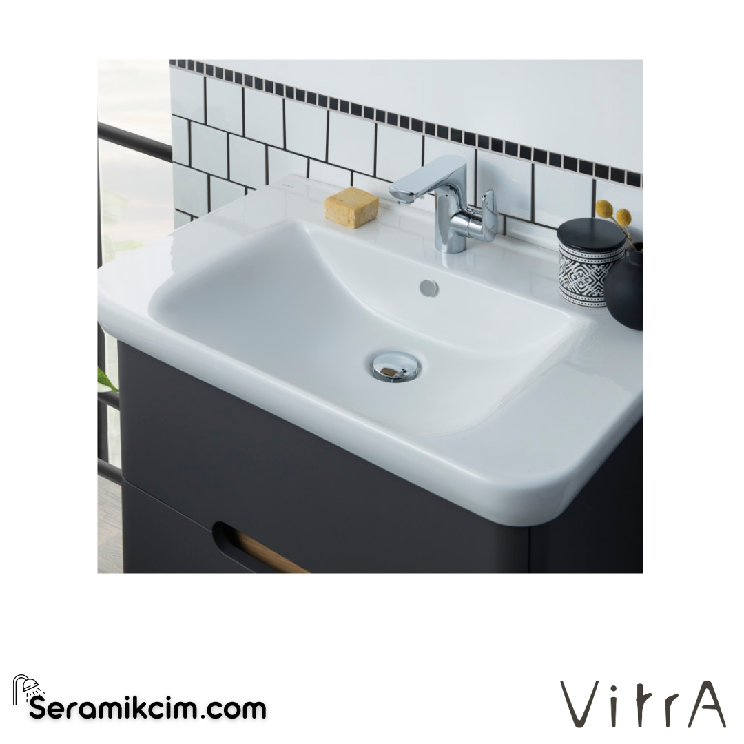 VitrA Sento Etajerli Lavabo 100x49 cm Tek Armatür Delikli, Su Taşma Delikli, Beyaz - 5948B003-0001
