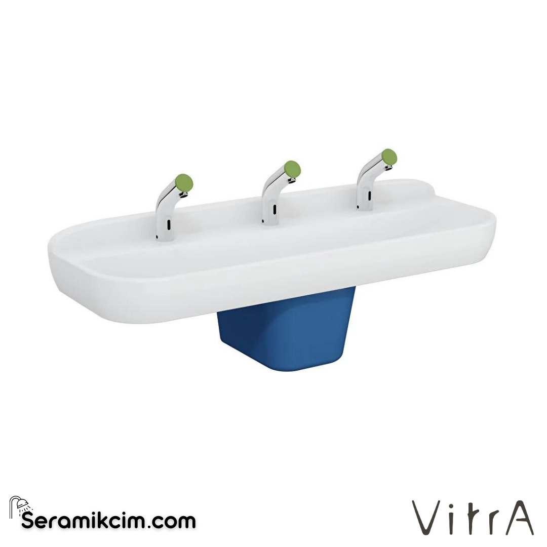 VitrA Sento Kids Lavabo 125x40 cm Üç Armatür Delikli, Su Taşma Deliksiz, Beyaz - 7353B003-1741