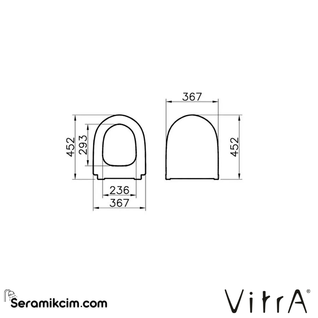 VitrA Sento Klozet Kapağı Slim, Duroplast, Üstten Sıkmalı Yavaş Kapanır, Kolay Sök-Tak, Metal Menteşeli, Beyaz 120-003R009 - 120-003R009