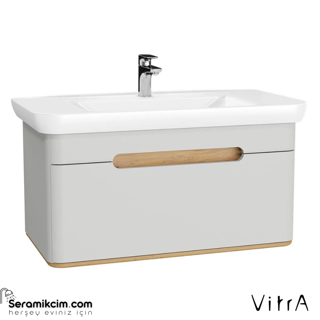 Vitra Sento Lavabo Dolabı, 100 Cm, Tek Çekmeceli, Ayaksız, Mat Açık Gri