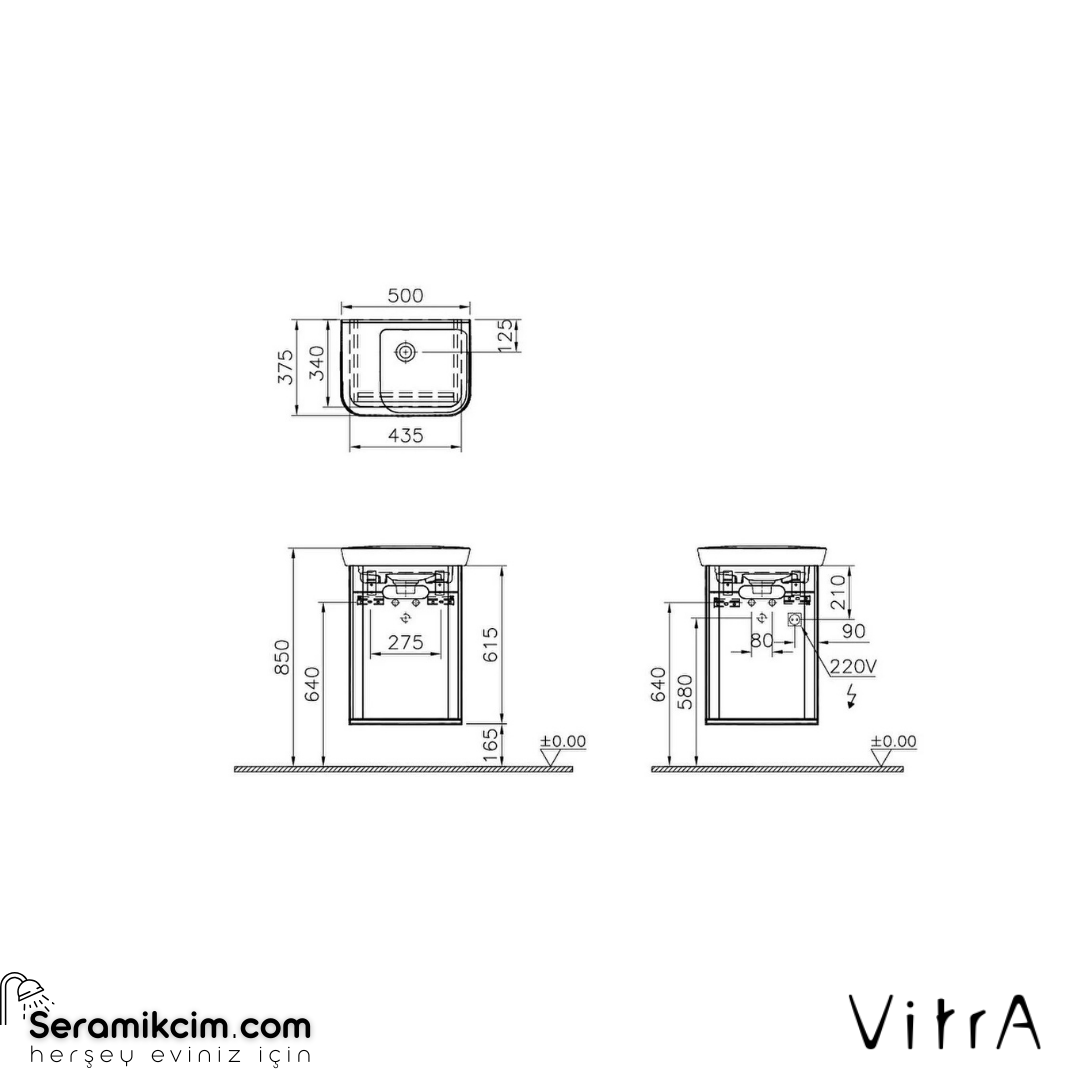 Vitra Sento Lavabo Dolabı, 50 Cm, Kapaklı, Ayaksız, Mat Fiyord Yeşili, Sol