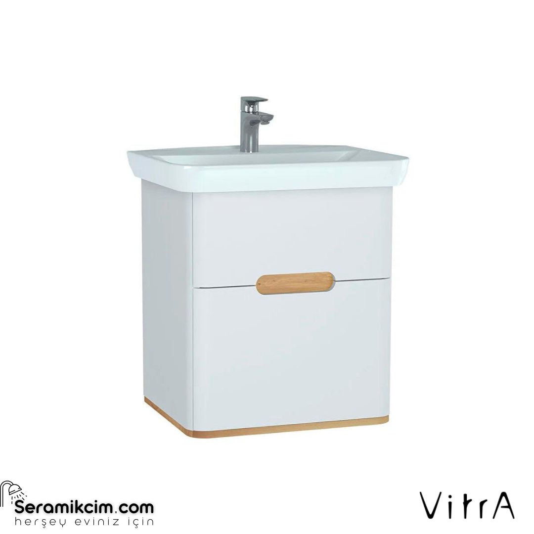 Vitra Sento Lavabo Dolabı, 65 Cm, Çift Çekmeceli, Ayaksız, Mat Beyaz