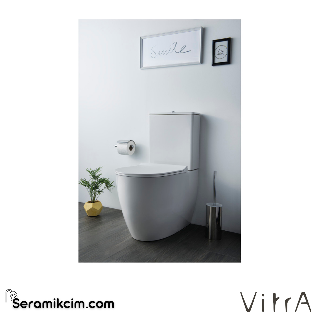 VitrA Sento Takım Klozet Rim-ex, Duvara Tam Dayalı, 65 cm Taharet Borulu, Beyaz - 5987B003-0092