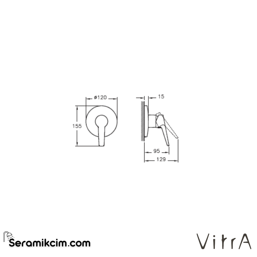 VitrA Solid S Ankastre Duş Bataryası (sıva üstü grubu) Krom A42447 - A42447