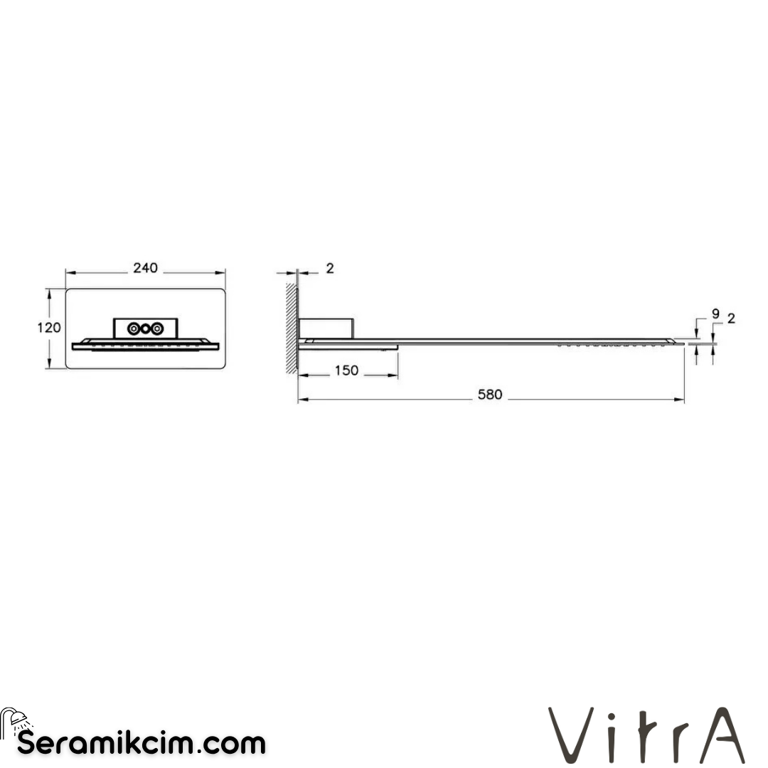 VitrA Strato 2 Fonksiyonlu duş başlığı (sıva üstü grubu) A45930
