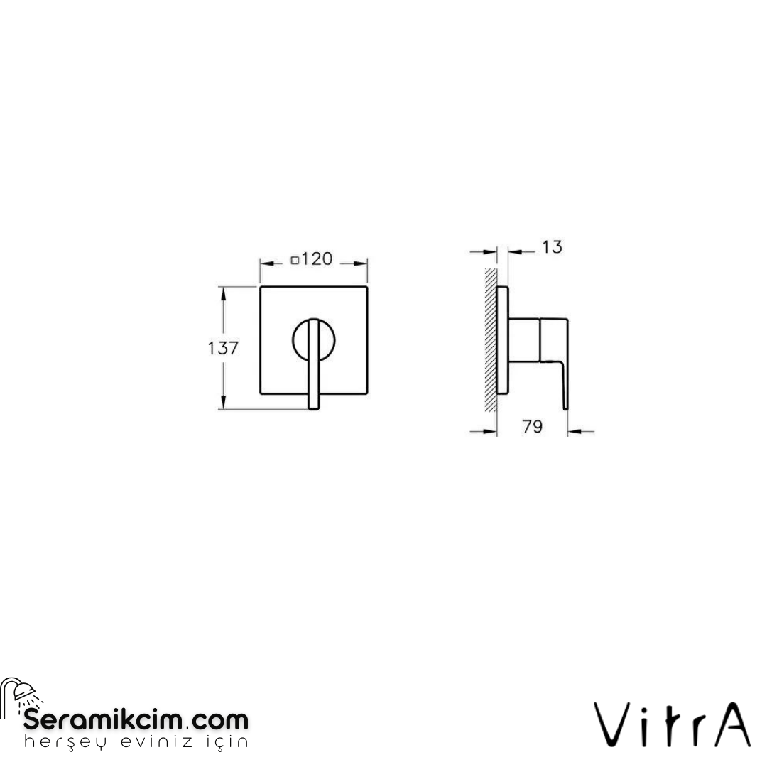 Vitra Suit Ankastre Duş Bataryası  Sıva Üstü, Soft Bakır 