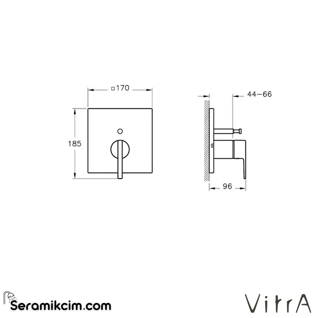 VitrA Suit Ankastre Mekanik Banyo Bataryası (V-Box, sıva üstü grubu) Parlak Siyah  A4282039 - A4282039