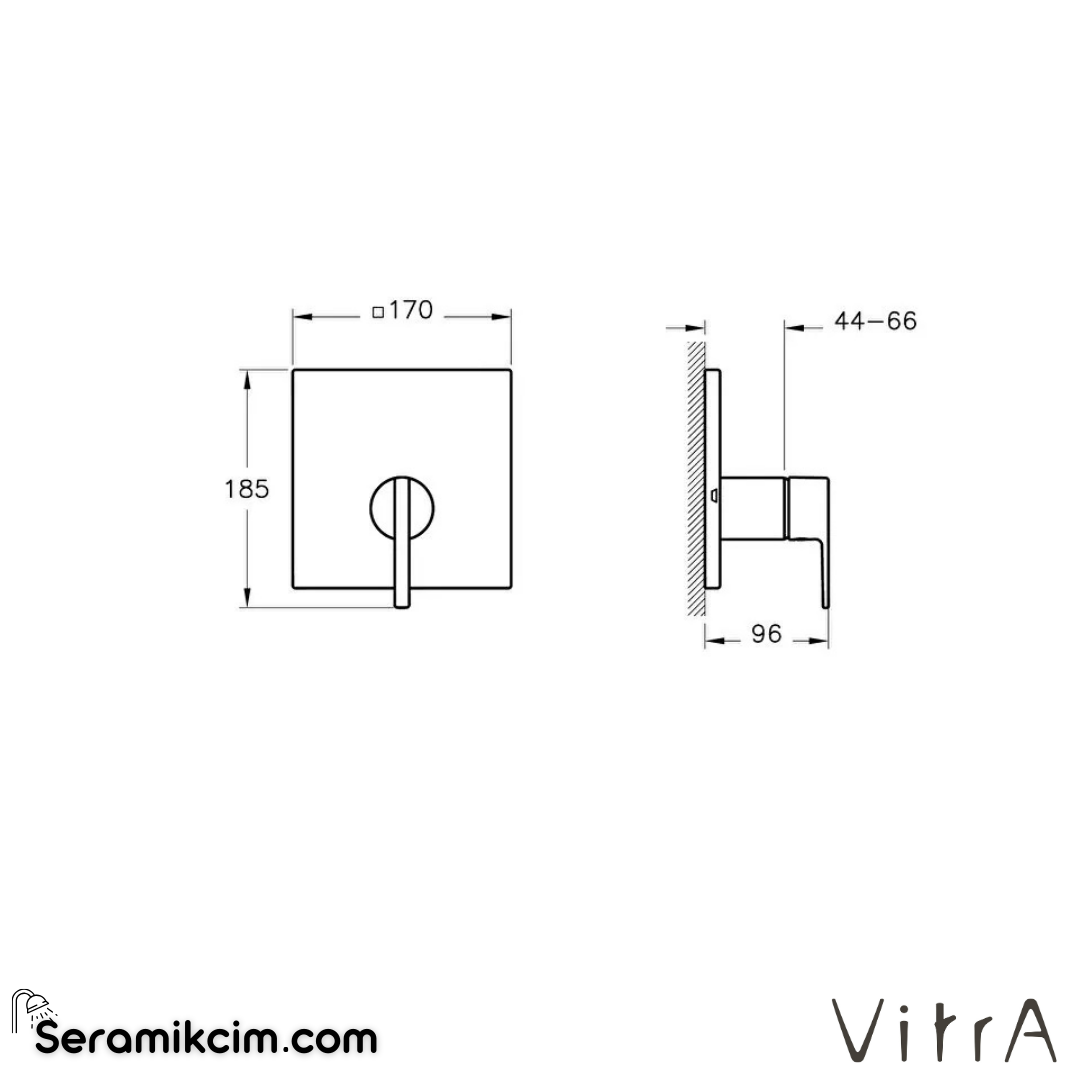 VitrA Suit Ankastre Mekanik Duş Bataryası (V-Box, sıva üstü grubu) Parlak Siyah A4282139 - A4282139