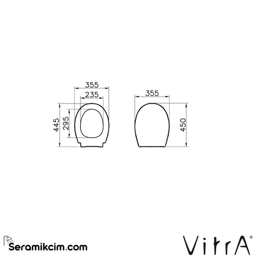 VitrA Universal Klozet Kapağı Duroplast, Üstten Sıkmalı Yavaş Kapanır, Kolay Sök-Tak, Metal Menteşeli, Beyaz 84-003R009 - 84-003R009