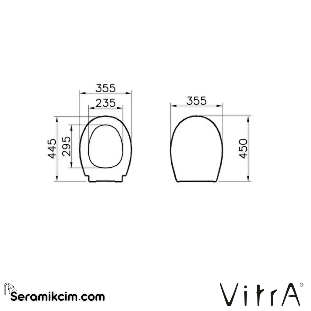 VitrA Universal Klozet Kapağı Duroplast, Üstten Sıkmalı Yavaş Kapanır, Metal Menteşeli, Beyaz 84-003-009 - 84-003-009