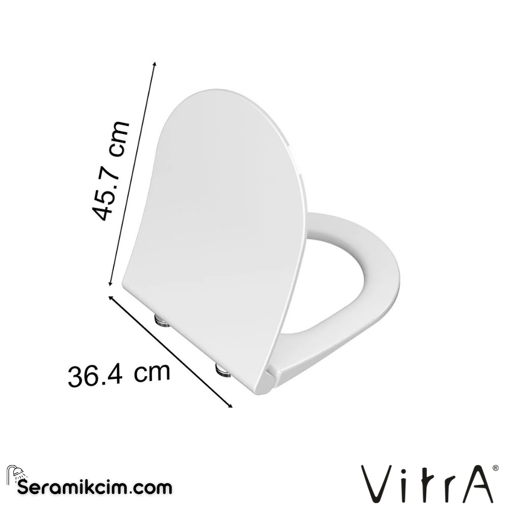 VitrA Universal Klozet Kapağı Slim, Duroplast, Üstten Sıkmalı Yavaş Kapanır, Kolay Sök-Tak, Metal Menteşeli, Beyaz 110-003R009 - 110-003R009