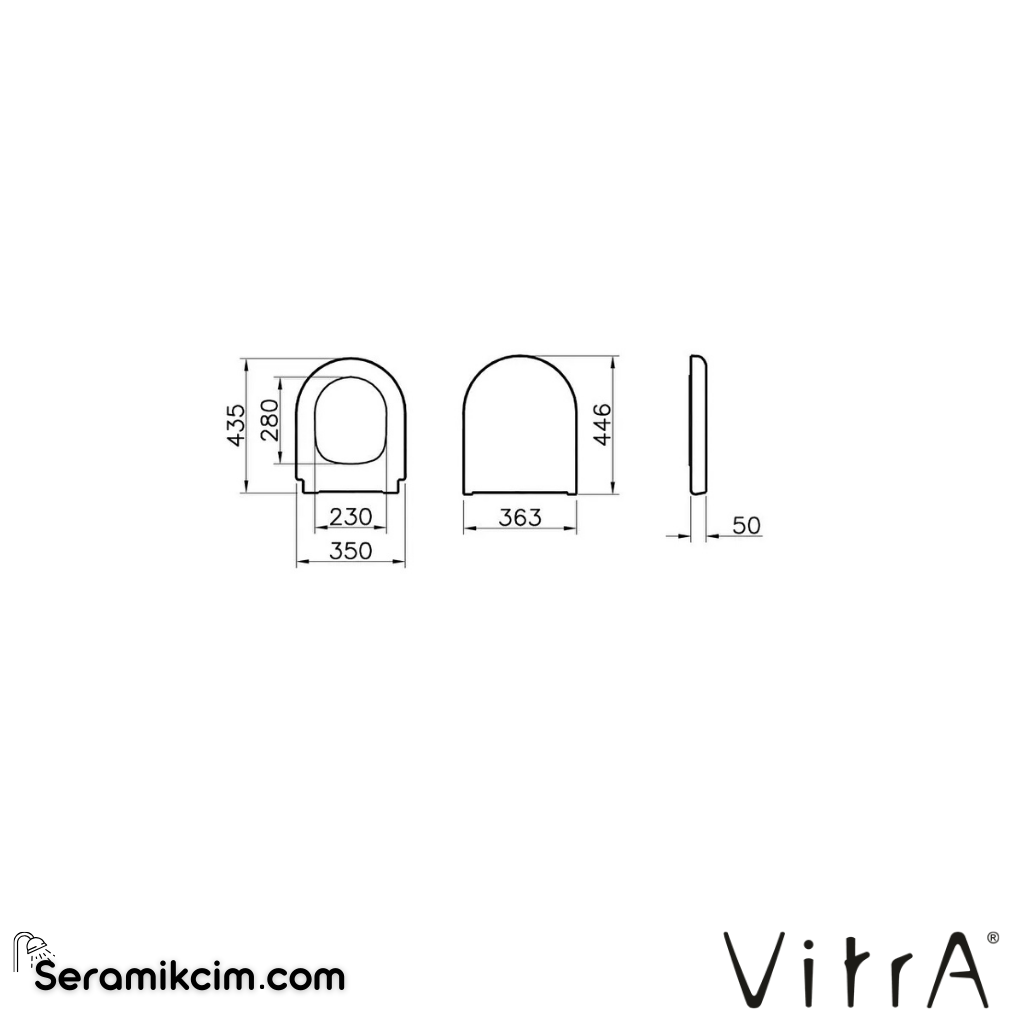 VitrA Universal Klozet Kapağı Üstten Sıkmalı Kolay Sök-Tak, Plastik Menteşeli, Beyaz 121-003-901 - 121-003-901