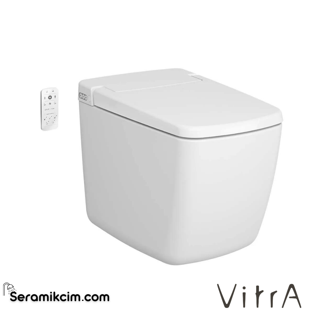 VitrA V-Care Prime Akıllı Yerden Klozet Rim-ex, 62 cm Temassız, Taharet Borulu, Taharet Borusu Girişi Sıva Altı Uygulamalı, Clean, Beyaz - 7232B403-6217