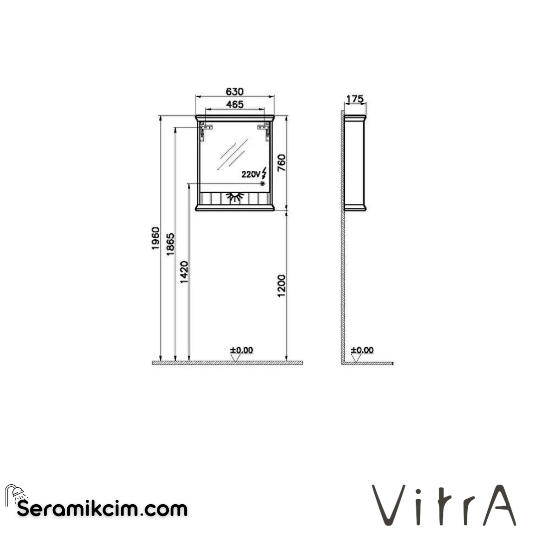 Vitra Valarte Dolaplı Ayna, 65 Cm, Mat Beyaz, Sol - 62225