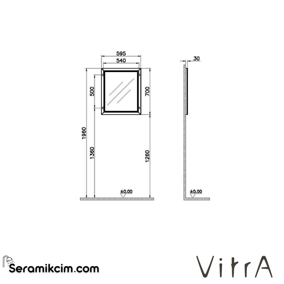 Vitra Valarte Düz Ayna, 65 Cm, Mat Fildişi - 62215