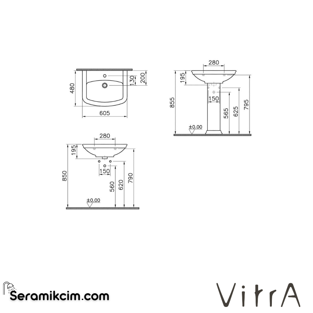VitrA Valarte Kolon Ayak  Beyaz - 4168B003-0156