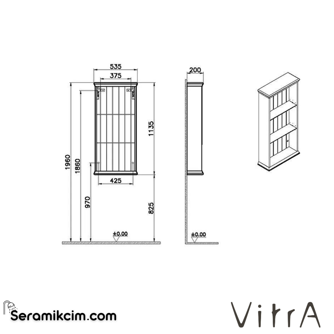 Vitra Valarte Neo Açık Vitrin, 55 Cm, Çelik Mavisi - 65800
