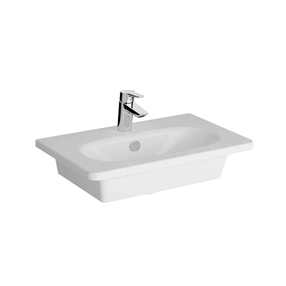 VitrA Zentrum Etajerli Lavabo Kompakt, 60x38 cm Tek Armatür Delikli, Su Taşma Delikli, Beyaz - 7790B003-0001