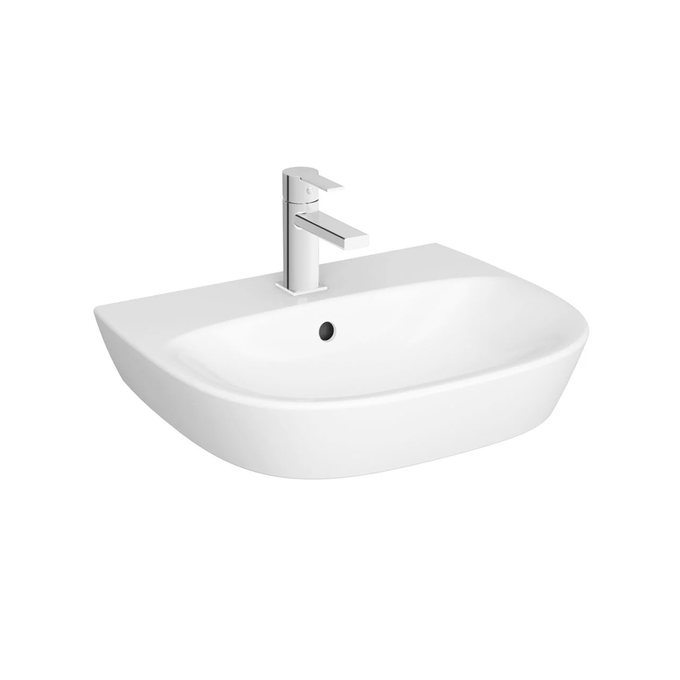 VitrA Zentrum Lavabo 55x45 cm Tek Armatür Delikli, Su Taşma Delikli, Beyaz - 7277L003-0001