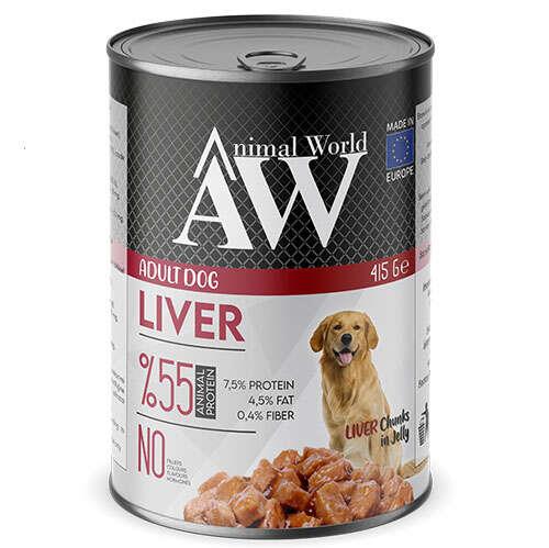 Animal World Chucks in Jelly Liver Ciğerli Yetişkin Köpek Konserve Maması 415 Gr