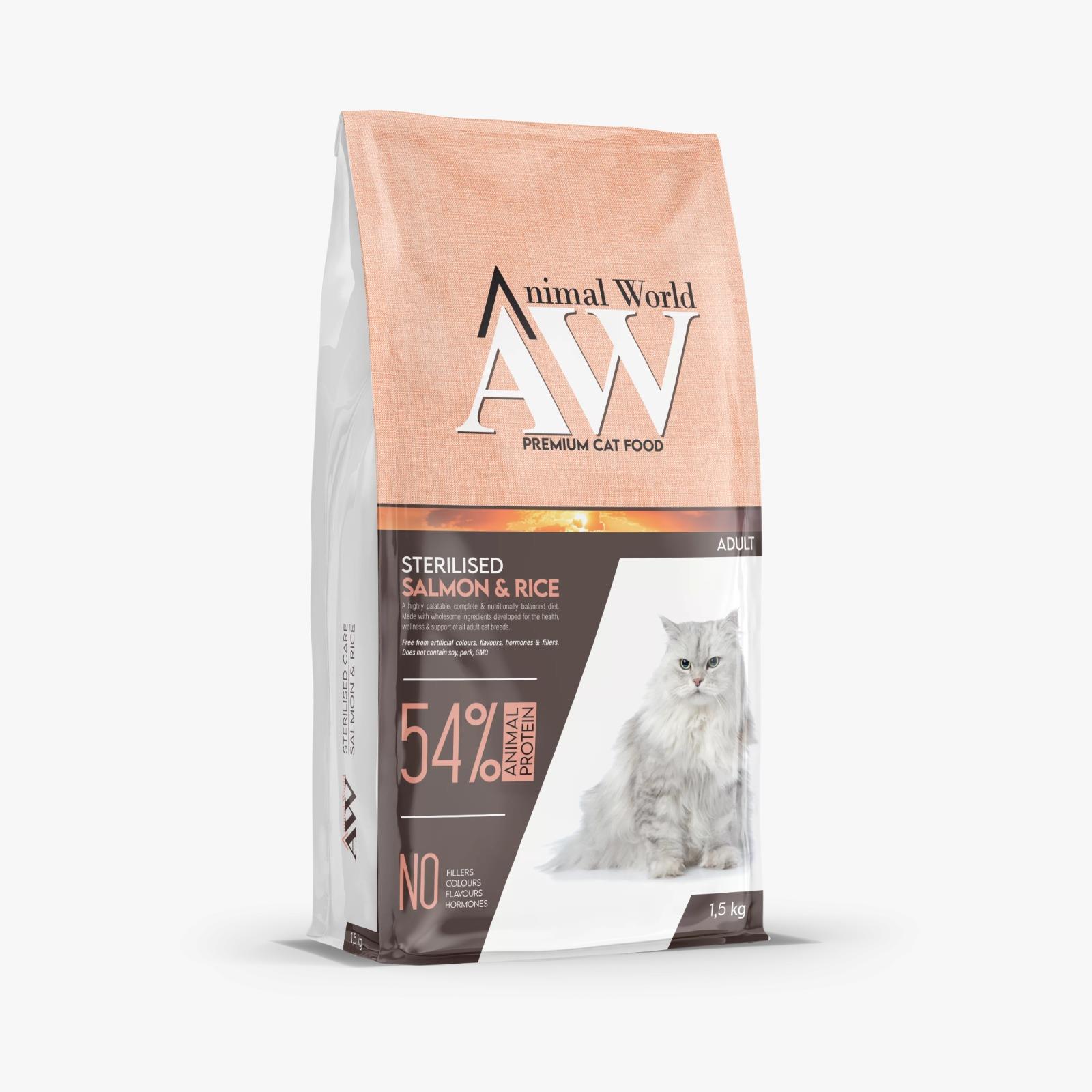 Animal World Sterilised Somonlu Kısırlaştırılmış Kedi Maması 1.5 Kg